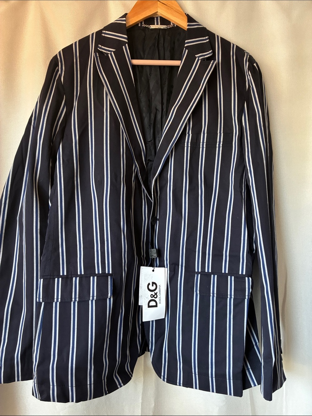 D&G Navy and White Pinstripe Blazer with Tags